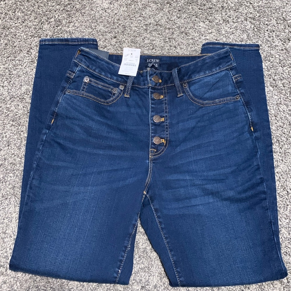 J. Crew Dark Wash Curvy High-Rise Button Fly Skinny Jeans Sz 27